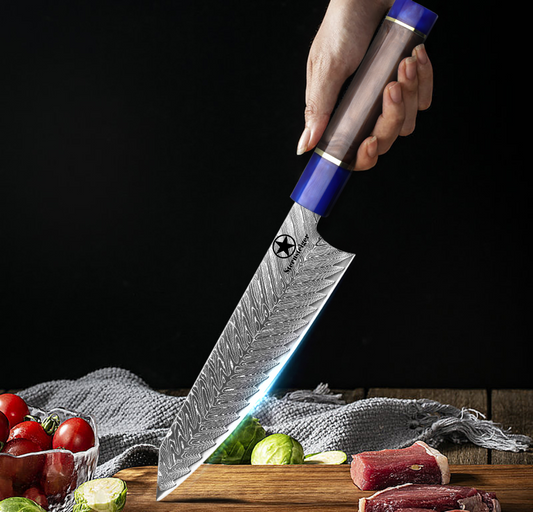 Sternsteiger Damastmesser Dragon Damastmesser Serie - Braun Blau Griff-0
