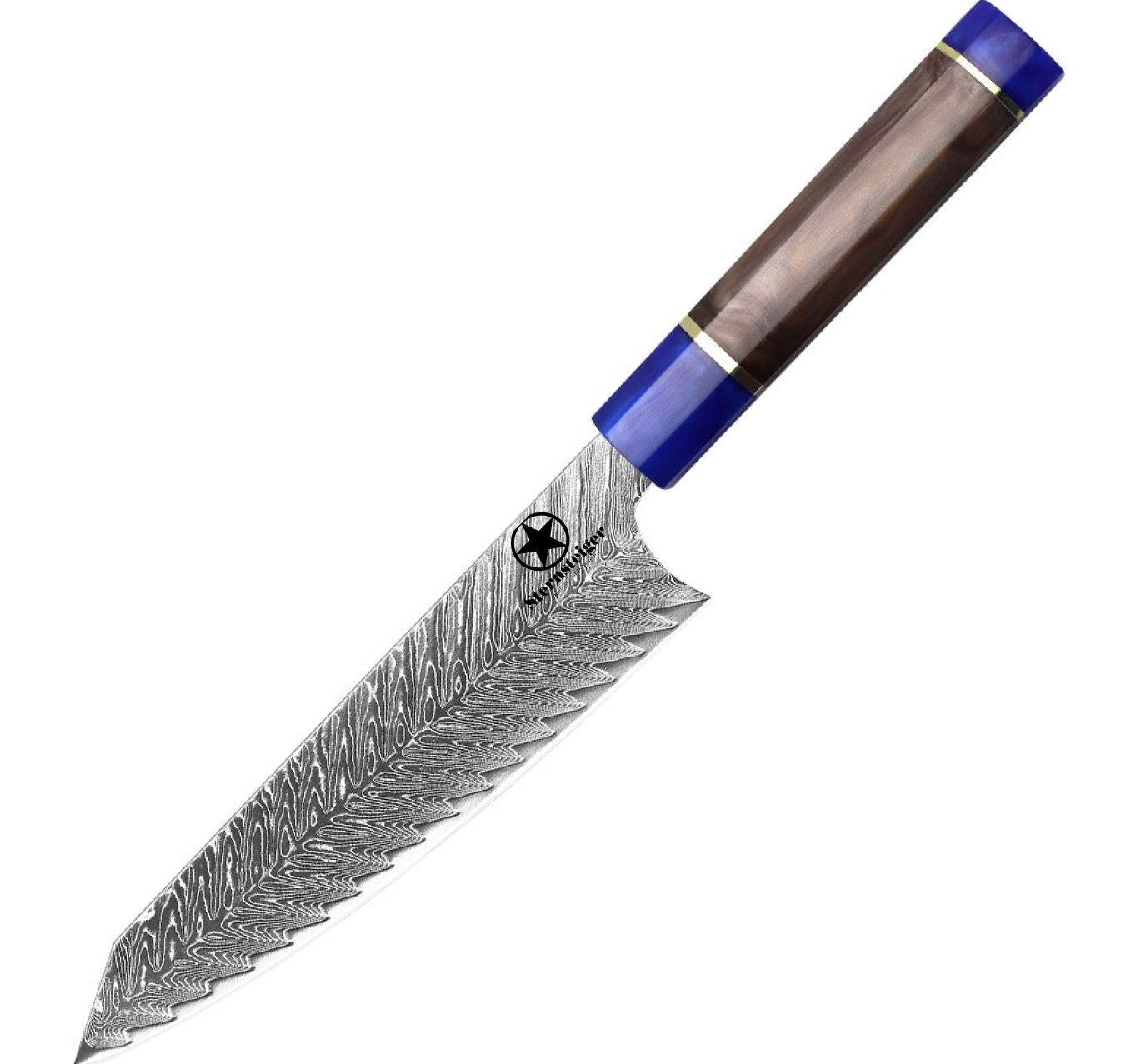 Sternsteiger Damastmesser Dragon Damastmesser Serie - Braun Blau Griff-4